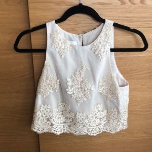 Donna Morgan BEA Cream Mesh & Lace Crop Too